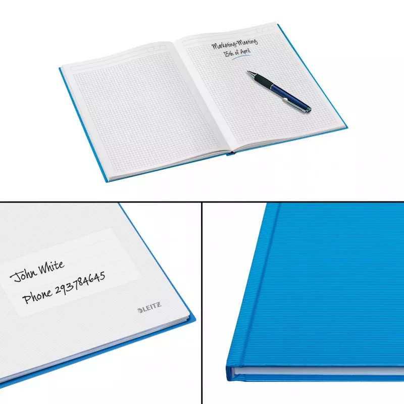 Leitz Notebook Solid Hardcover A5 Squared 90 gram 80 sheets, Monochromatic, Blue, A5, 80 sheets, Glossy, 80 g/m²