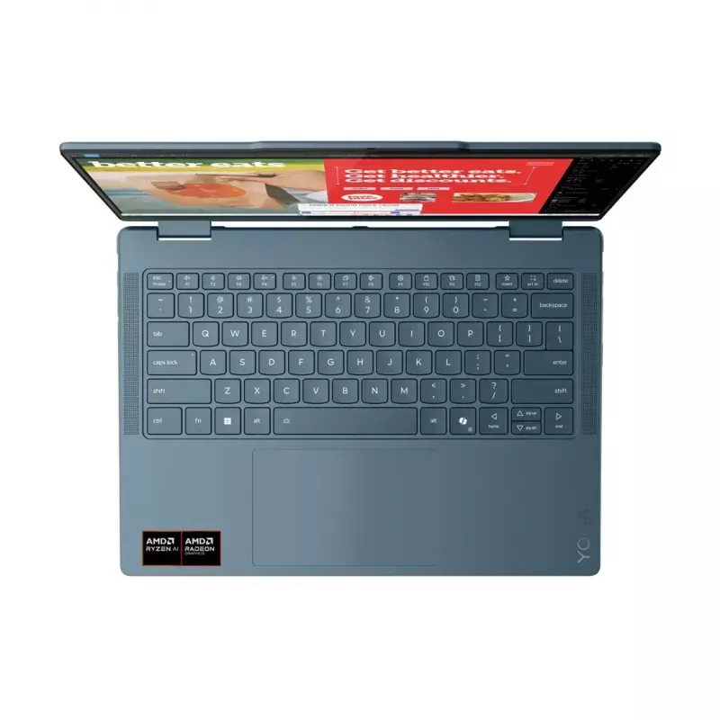 2-in-1 laptop Lenovo Yoga 7 14 inch OLED Touch, Ryzen AI 5 340, 16GB LPDDR5, 512GB SSD, Radeon 840M, 70Wh, Tidal Teal
