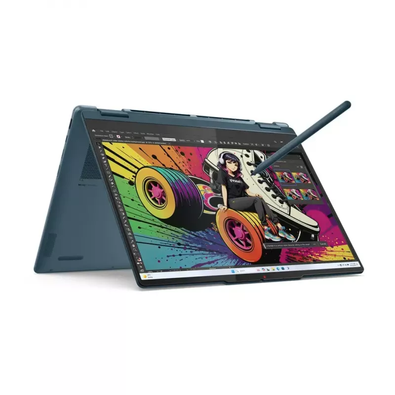2-in-1 laptop Lenovo Yoga 7 14 inch OLED Touch, Ryzen AI 5 340, 16GB LPDDR5, 512GB SSD, Radeon 840M, 70Wh, Tidal Teal