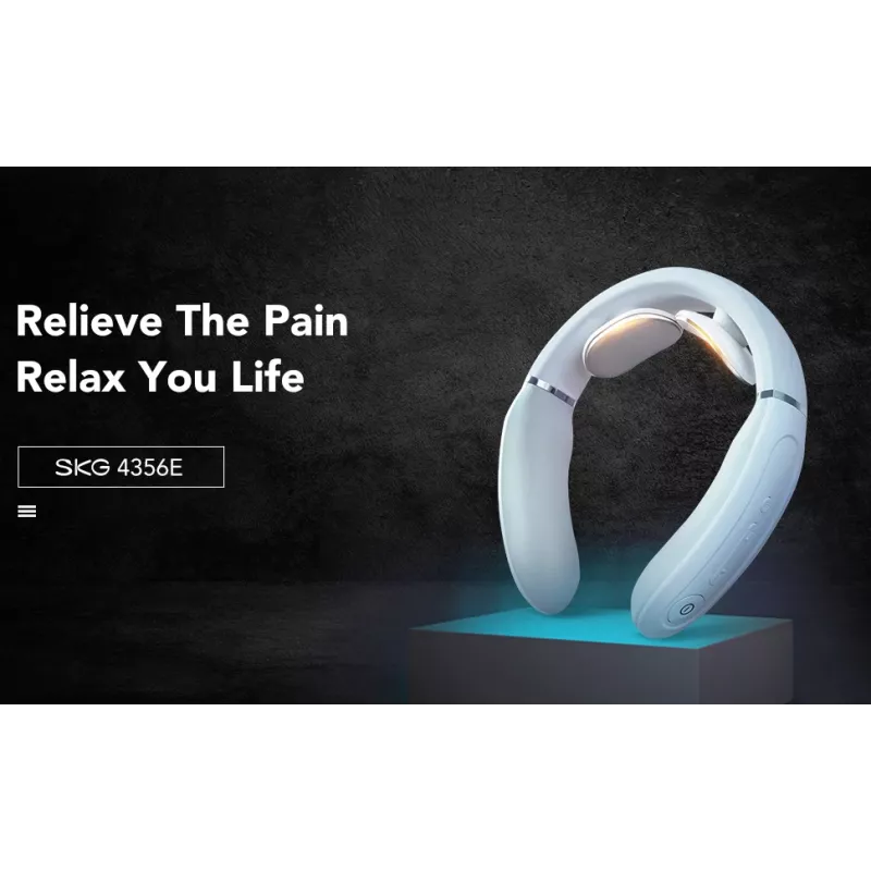 SKG 4356E - White, Combo massage, Neck, White, Silicone, Buttons, Battery