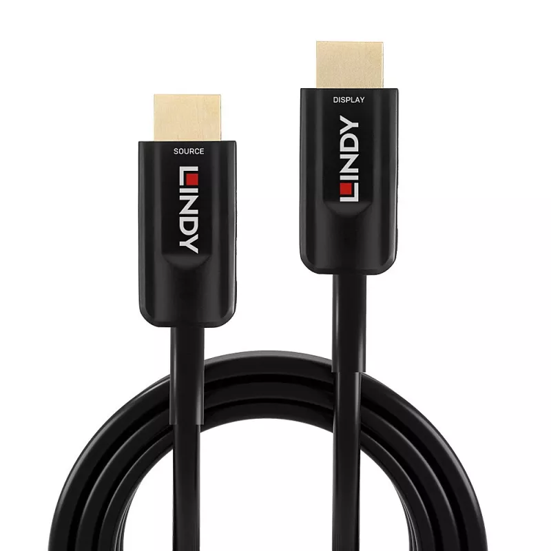 Lindy 10m Fibre Optic Hybrid Ultra High Speed HDMI Cable, 10 m, HDMI Type A (Standard), HDMI Type A (Standard), 48 Gbit/s, Audio Return Channel (ARC), Black