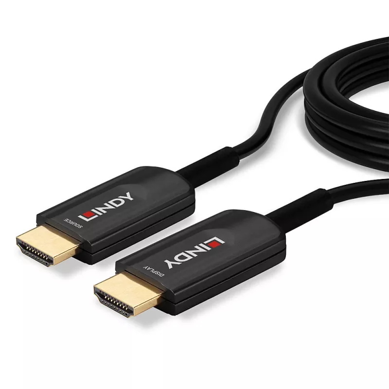 Lindy 10m Fibre Optic Hybrid Ultra High Speed HDMI Cable, 10 m, HDMI Type A (Standard), HDMI Type A (Standard), 48 Gbit/s, Audio Return Channel (ARC), Black
