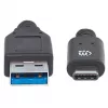 Manhattan USB-C to USB-A Cable, 1m, Male to Male, 10 Gbps (USB 3.2 Gen2 aka USB 3.1), 3A (fast charging), SuperSpeed+ USB, Black, Lifetime Warranty, Equivalent to USB31AC1M