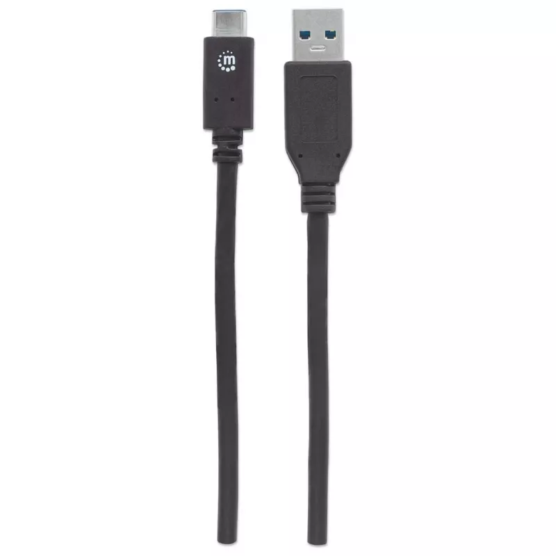 Manhattan USB-C to USB-A Cable, 1m, Male to Male, 10 Gbps (USB 3.2 Gen2 aka USB 3.1), 3A (fast charging), SuperSpeed+ USB, Black, Lifetime Warranty, Equivalent to USB31AC1M