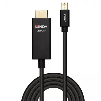 Lindy 1m Active Mini DisplayPort to HDMI Cable with HDR, 1 m, Mini DisplayPort, HDMI, Male, Male, Straight
