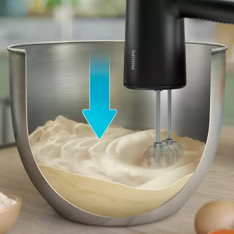 Hand mixer Philips HR3781/20 — 500 W, 5 speeds, turbo, black, includes beaters, dough hooks, chopper, measuring cup