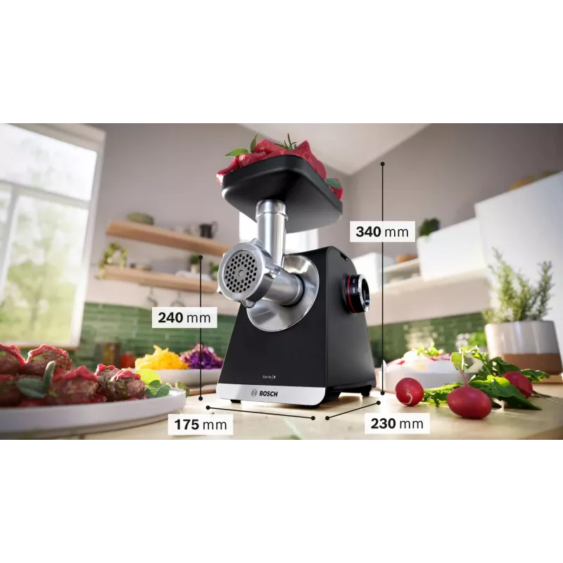 Bosch Serie 6 mincer 2100 W Black, Silver