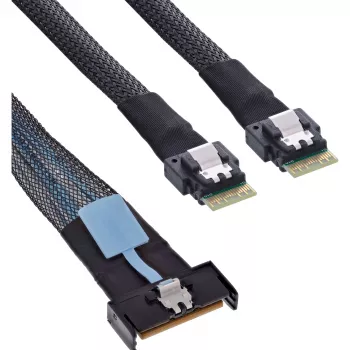 Serial Attached SCSI (SAS) cable InLine 27663C 1 m, 32 Gbit/s, MCIO x8 to 2×4i SFF-8654