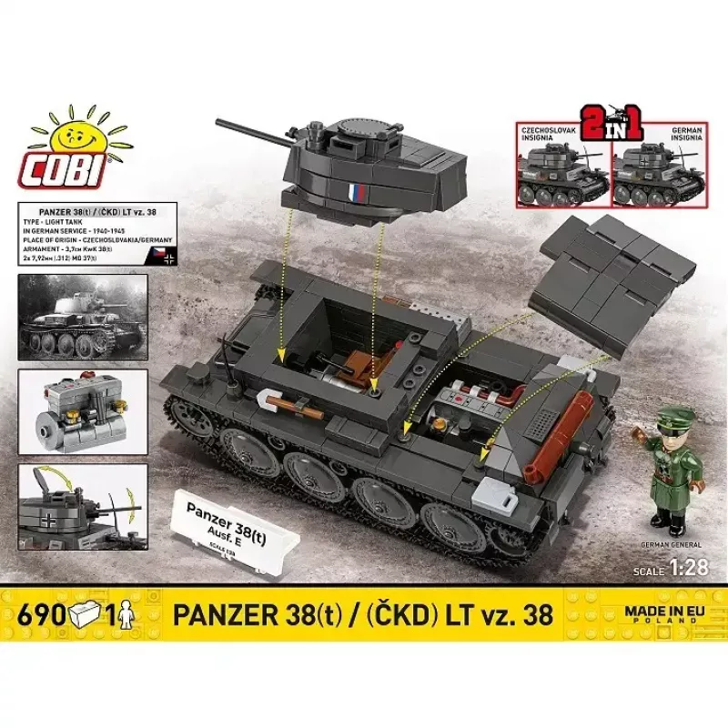 Building set Cobi Blocks Panzer 38 VZ.38 690 elements – scale model construction kit