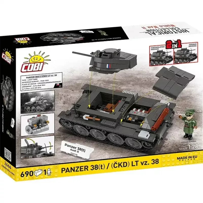 Building set Cobi Blocks Panzer 38 VZ.38 690 elements – scale model construction kit