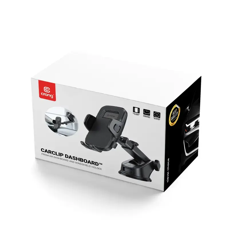 Car holder Crong Carclip for dashboard and windshield, passive, for smartphones, black (carbon)