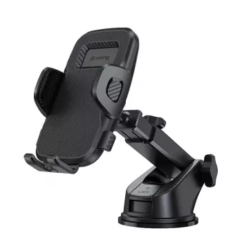 Car holder Crong Carclip for dashboard and windshield, passive, for smartphones, black (carbon)
