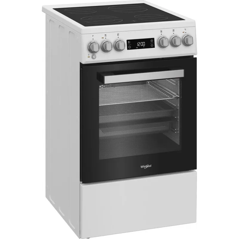 Whirlpool W5V5LCW Freestanding cooker Electric Ceramic hob Black, White