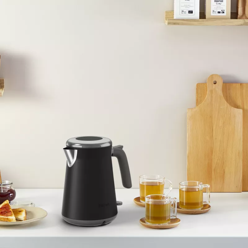 Electric kettle Tefal KI6668E0 — 1.7 L, 2400 W, stainless steel housing, black