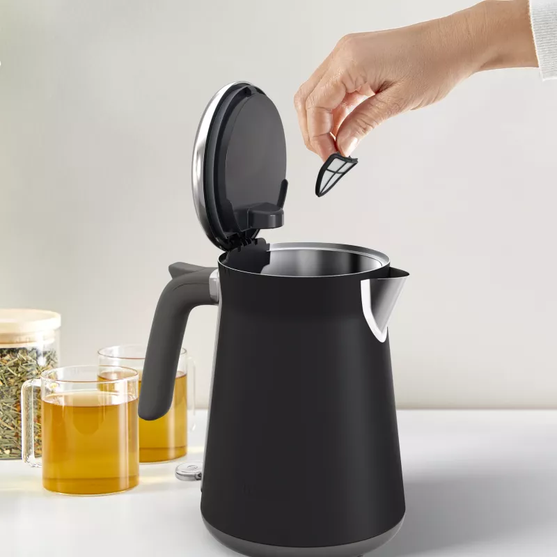 Electric kettle Tefal KI6668E0 — 1.7 L, 2400 W, stainless steel housing, black