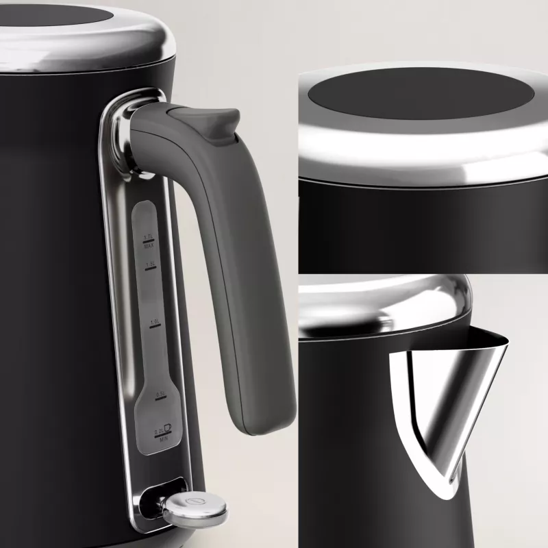 Electric kettle Tefal KI6668E0 — 1.7 L, 2400 W, stainless steel housing, black