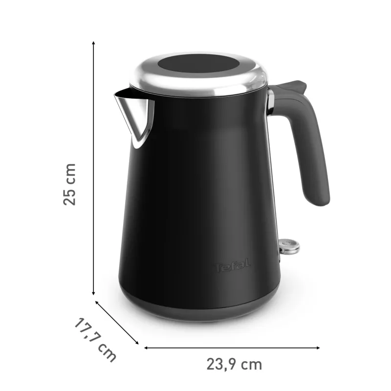 Electric kettle Tefal KI6668E0 — 1.7 L, 2400 W, stainless steel housing, black