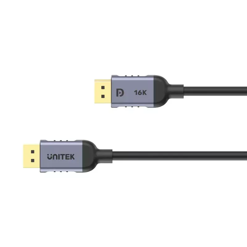 DisplayPort cable Unitek C1626GY01-3M 3 m, DisplayPort 2.1 male–male, 80 Gbit/s, HDR, HDCP 2.2, gold contacts