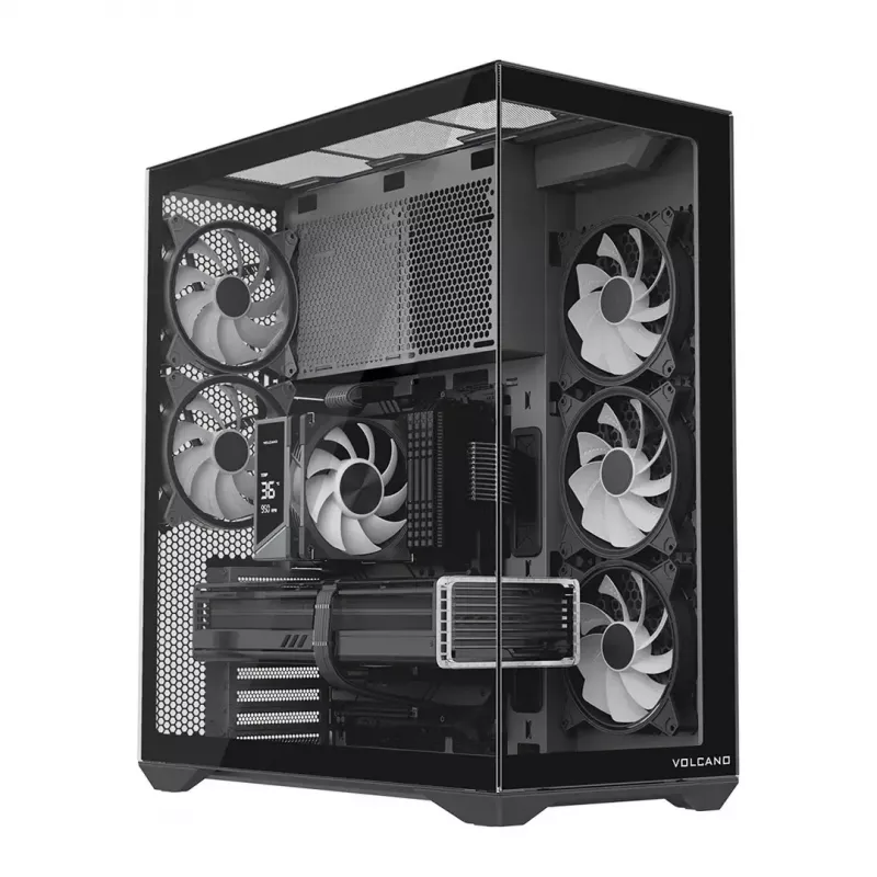 Full-tower PC case MODECOM Volcano SPACE XL ARGB — Full Tower, E-ATX support, tempered glass, ARGB, up to 440 mm GPU