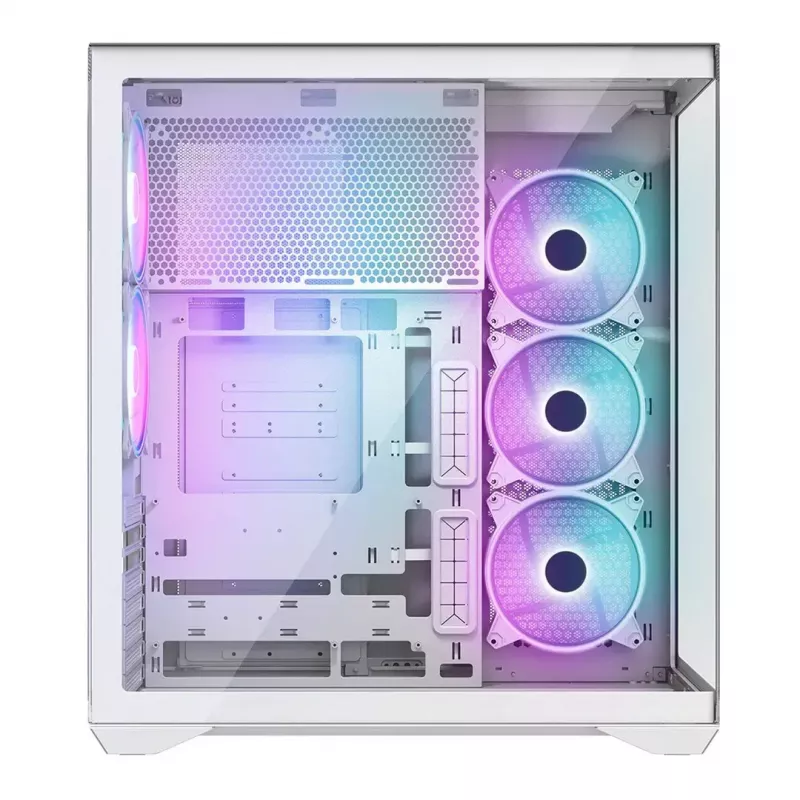 PC full-tower case MODECOM Volcano SPACE XL ARGB FULL TOWER 5F White — ATX, tempered glass, ARGB, USB-C