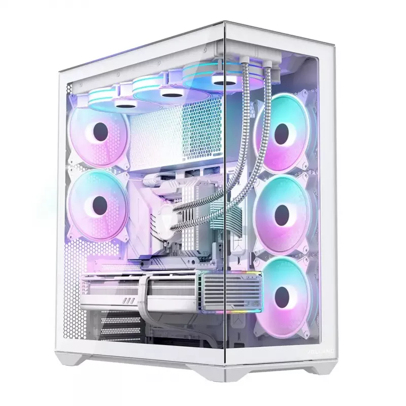 PC full-tower case MODECOM Volcano SPACE XL ARGB FULL TOWER 5F White — ATX, tempered glass, ARGB, USB-C
