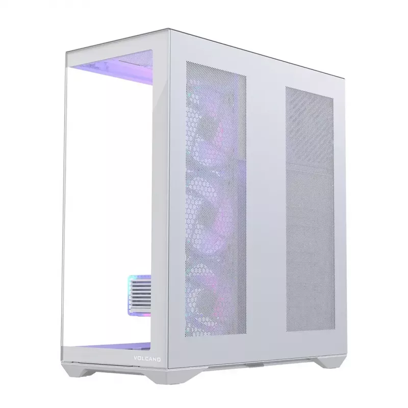 PC full-tower case MODECOM Volcano SPACE XL ARGB FULL TOWER 5F White — ATX, tempered glass, ARGB, USB-C