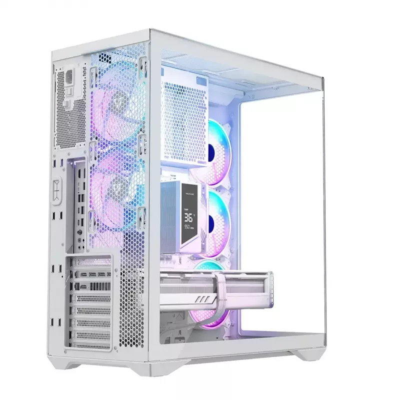 PC full-tower case MODECOM Volcano SPACE XL ARGB FULL TOWER 5F White — ATX, tempered glass, ARGB, USB-C