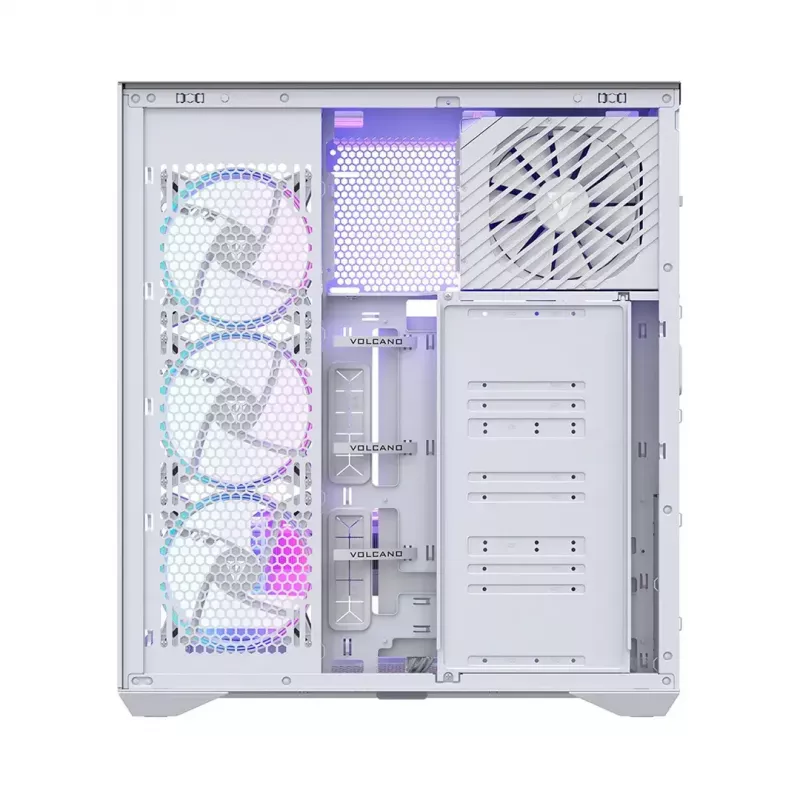 PC full-tower case MODECOM Volcano SPACE XL ARGB FULL TOWER 5F White — ATX, tempered glass, ARGB, USB-C