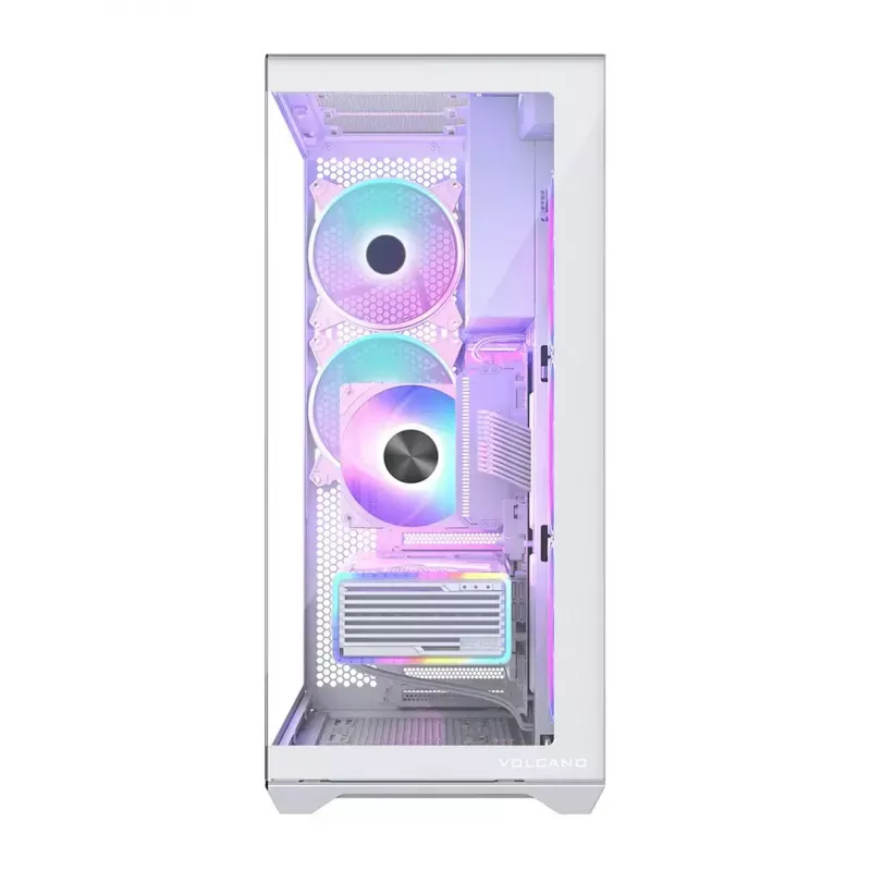 PC full-tower case MODECOM Volcano SPACE XL ARGB FULL TOWER 5F White — ATX, tempered glass, ARGB, USB-C
