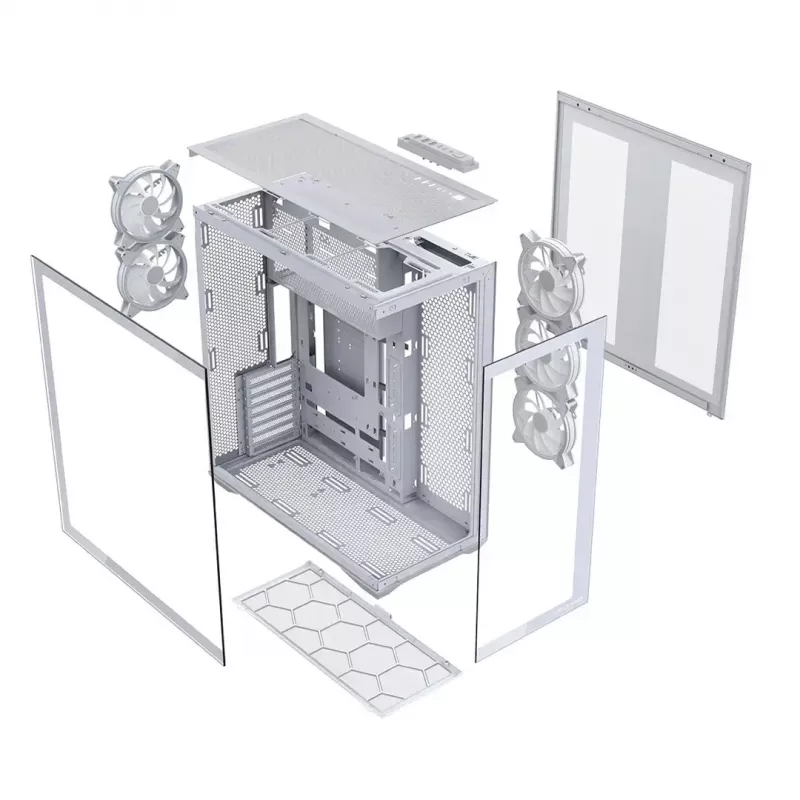 PC full-tower case MODECOM Volcano SPACE XL ARGB FULL TOWER 5F White — ATX, tempered glass, ARGB, USB-C