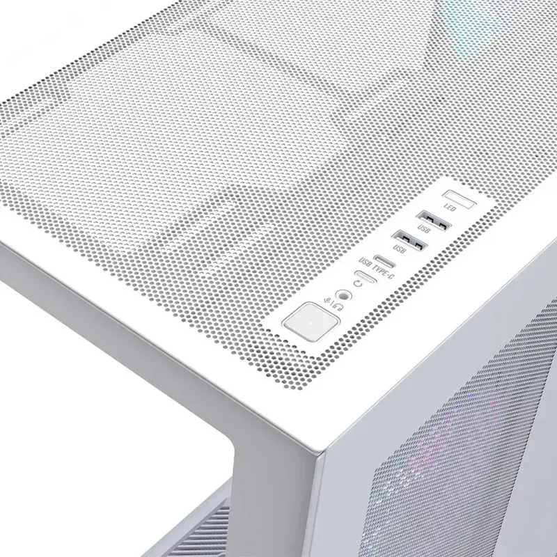 PC full-tower case MODECOM Volcano SPACE XL ARGB FULL TOWER 5F White — ATX, tempered glass, ARGB, USB-C