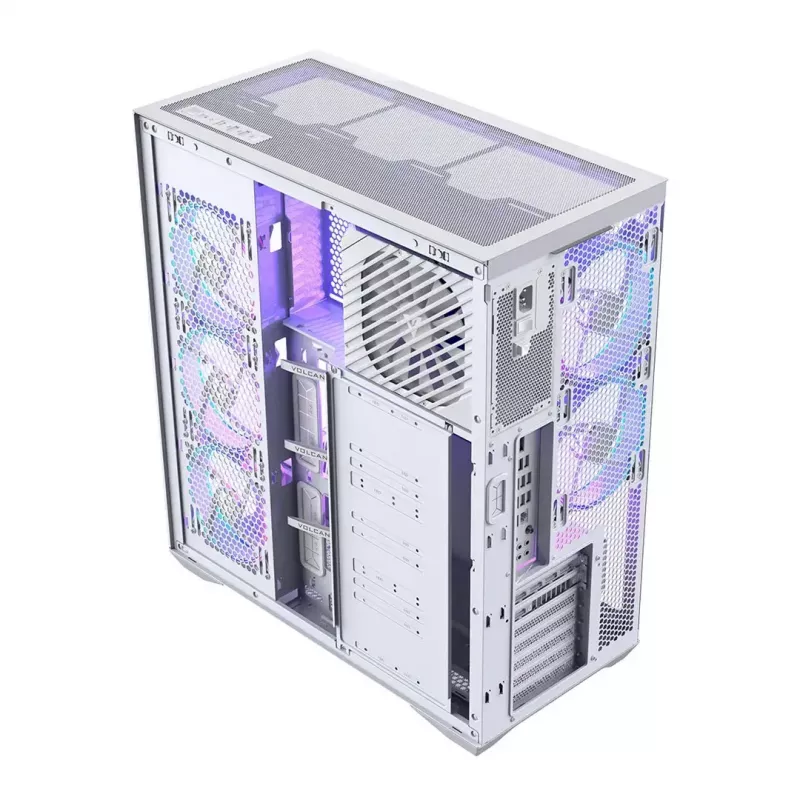 PC full-tower case MODECOM Volcano SPACE XL ARGB FULL TOWER 5F White — ATX, tempered glass, ARGB, USB-C