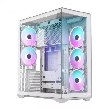 PC full-tower case MODECOM Volcano SPACE XL ARGB FULL TOWER 5F White — ATX, tempered glass, ARGB, USB-C