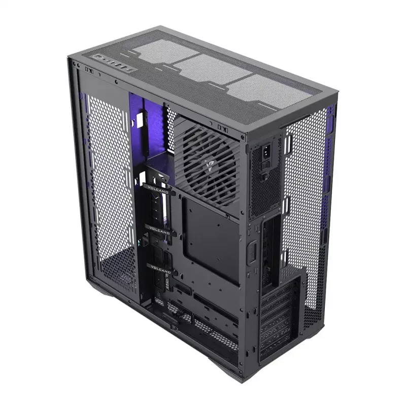 Full-Tower PC Case MODECOM Volcano SPACE XL NF — Black, tempered glass, ARGB, supports micro-ATX, up to 44 cm GPU, 3×3.5 inch/4×2.5 inch bays, USB-A 2×, USB-C 1×