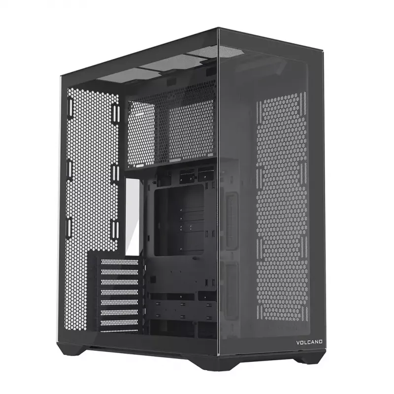 Full-Tower PC Case MODECOM Volcano SPACE XL NF — Black, tempered glass, ARGB, supports micro-ATX, up to 44 cm GPU, 3×3.5 inch/4×2.5 inch bays, USB-A 2×, USB-C 1×