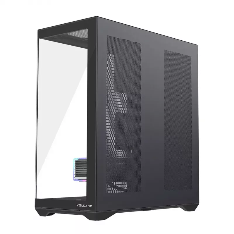 Full-Tower PC Case MODECOM Volcano SPACE XL NF — Black, tempered glass, ARGB, supports micro-ATX, up to 44 cm GPU, 3×3.5 inch/4×2.5 inch bays, USB-A 2×, USB-C 1×