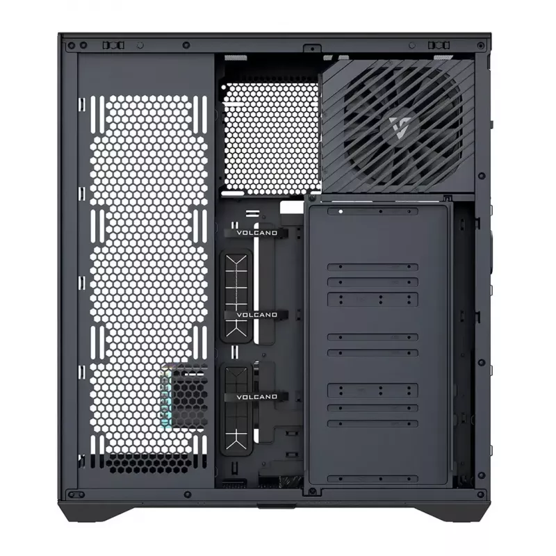 Full-Tower PC Case MODECOM Volcano SPACE XL NF — Black, tempered glass, ARGB, supports micro-ATX, up to 44 cm GPU, 3×3.5 inch/4×2.5 inch bays, USB-A 2×, USB-C 1×