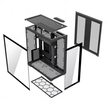 Full-Tower PC Case MODECOM Volcano SPACE XL NF — Black, tempered glass, ARGB, supports micro-ATX, up to 44 cm GPU, 3×3.5 inch/4×2.5 inch bays, USB-A 2×, USB-C 1×