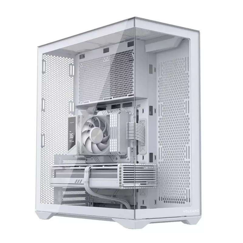 Full-tower PC case MODECOM Volcano SPACE XL FULL TOWER NF White — ARGB, tempered glass, 8 expansion slots, up to 440 mm GPU