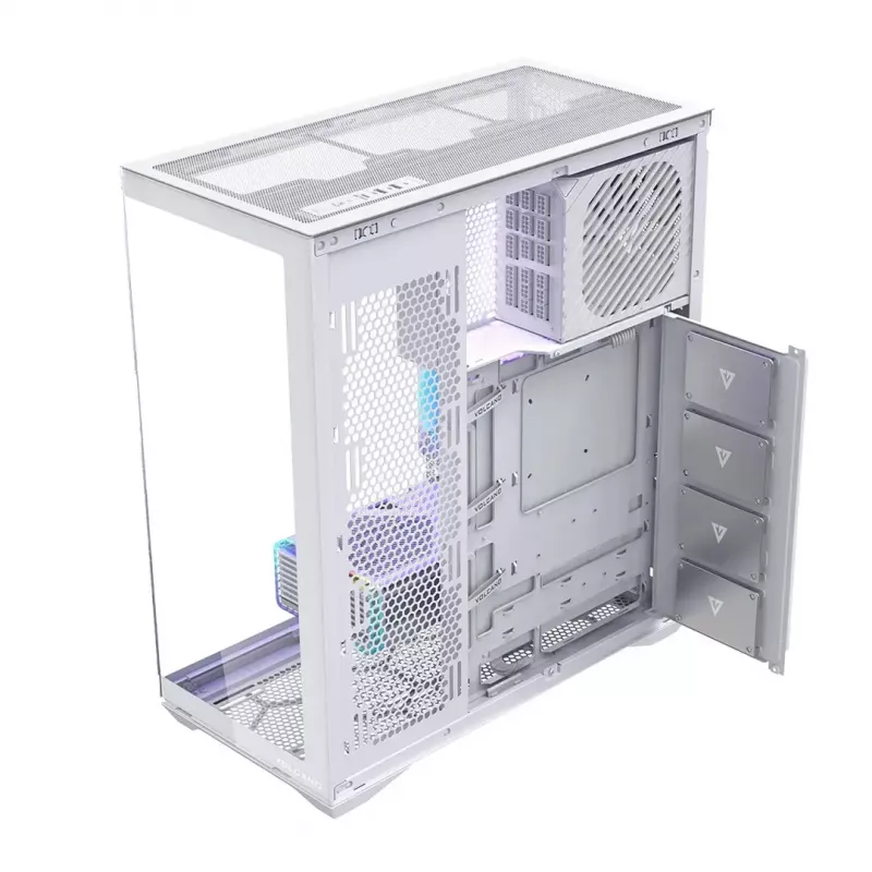 Full-tower PC case MODECOM Volcano SPACE XL FULL TOWER NF White — ARGB, tempered glass, 8 expansion slots, up to 440 mm GPU