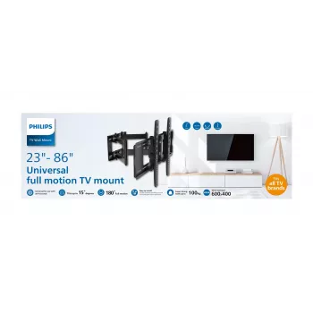 TV floor stand Philips SQM9640/00 for 58.4 cm–2.18 m (23 inch–86 inch), up to 55 kg, VESA 200x100–600x400, tilt ±15°, rotate 180° — Black