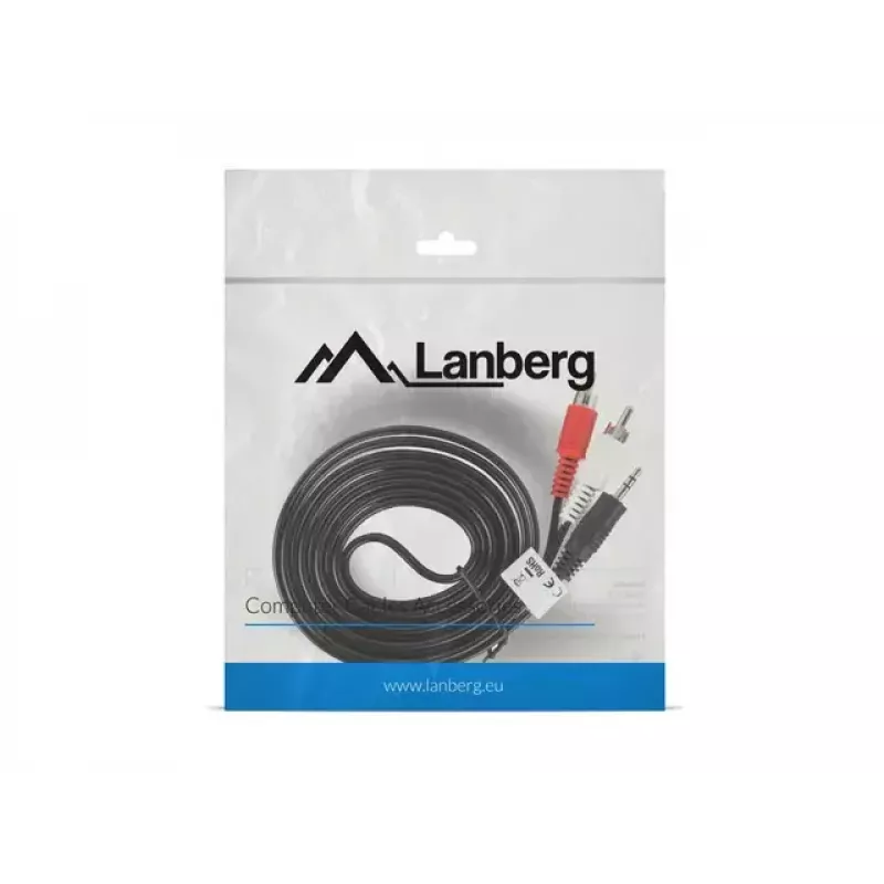 Audio Cable Lanberg CA-MJRC-10CC-0020-BK 3.5mm RCA 2m Black Red White