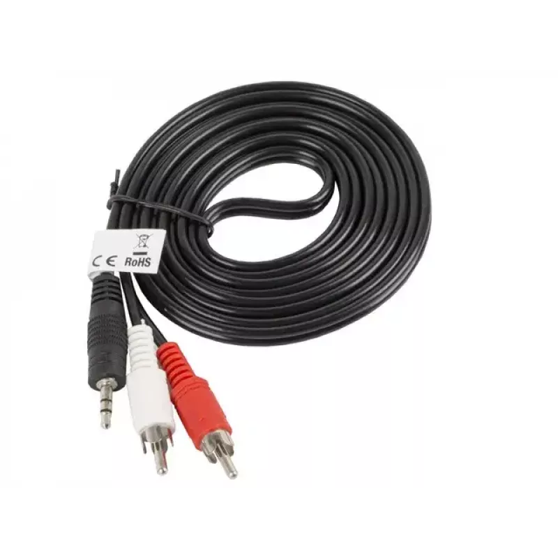 Audio Cable Lanberg CA-MJRC-10CC-0020-BK 3.5mm RCA 2m Black Red White