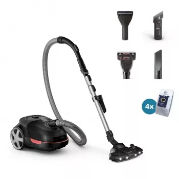 Cylinder vacuum Philips XD6142/12 — 900 W, 4 L dust bag, HEPA filter, black