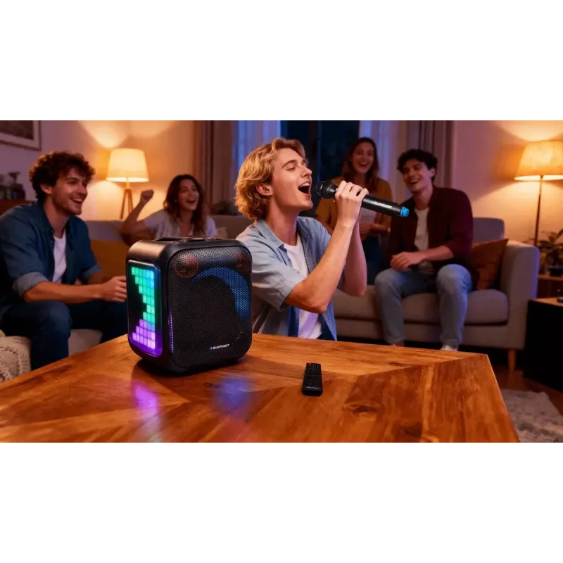Indoor/outdoor speaker system BLAUPUNKT PB6LED — 40 W RMS, Bluetooth, FM, MicroSD, LED display, 4500 mAh battery