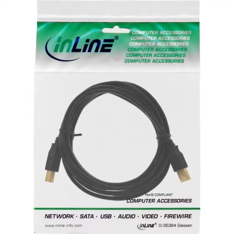 USB 2.0 Extension Cable Type A male/female InLine 34605B black 5m