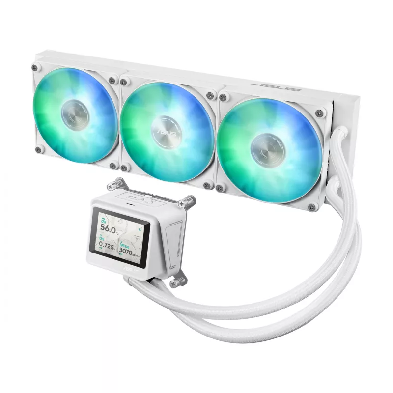 All-in-one liquid cooler ASUS MAX Gaming LC 360 ARGB LCD White Edition, 120 mm fans, supports AM4/AM5/LGA1700