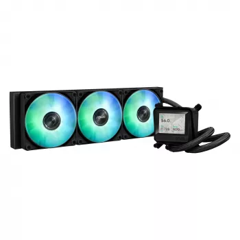 All-in-one liquid cooler ASUS MAX GAMING LC 360 ARGB LCD — 360mm radiator, 120mm fans, supports AM4/AM5/LGA1700, Black