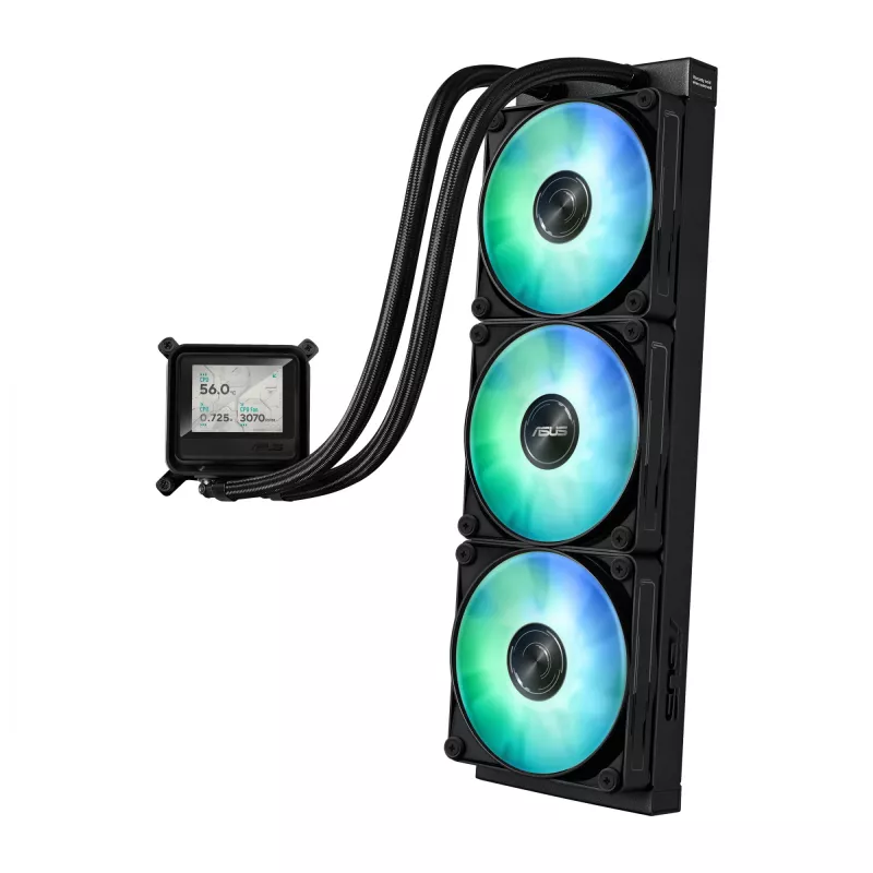 All-in-one liquid cooler ASUS MAX GAMING LC 360 ARGB LCD — 360mm radiator, 120mm fans, supports AM4/AM5/LGA1700, Black