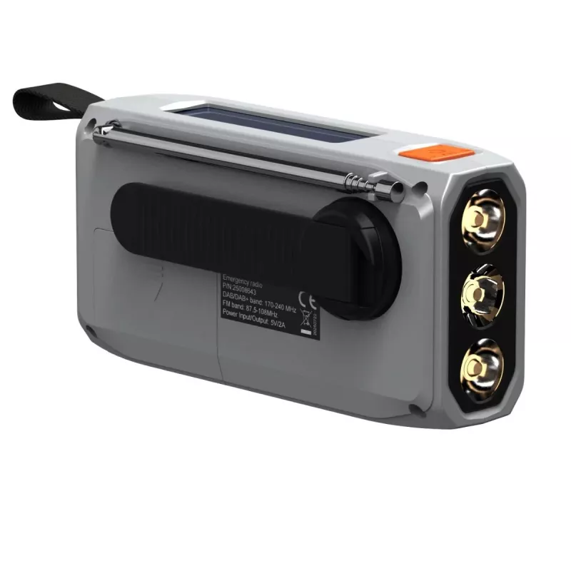 Portable wind-up radio Marmitek RESQ 100 — DAB/DAB+/FM, 3 W, LCD, USB‑C, 3.5 mm jack, light grey